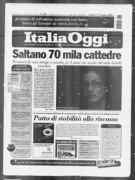 Italia oggi : quotidiano di economia finanza e politica